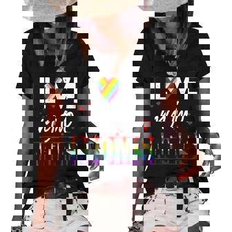 I Love My Two Moms Lgbt Pride Gay Lesbian Mothers Day Women's Short Sleeve Loose T-shirt - Thegiftio