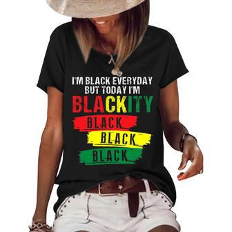 I M Blackity Black African American Black Power Juneteenth Women's Short Sleeve Loose T-shirt - Thegiftio UK