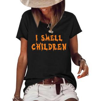 I Smell Children Halloween Teacher Monsters Gift Women's Short Sleeve Loose T-shirt - Seseable