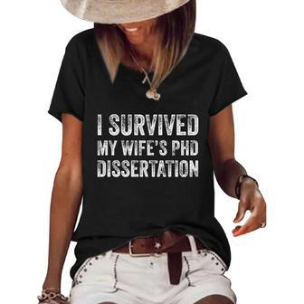 I Survived My Wifes Phd Dissertation For Husband Women's Short Sleeve Loose T-shirt - Monsterry AU