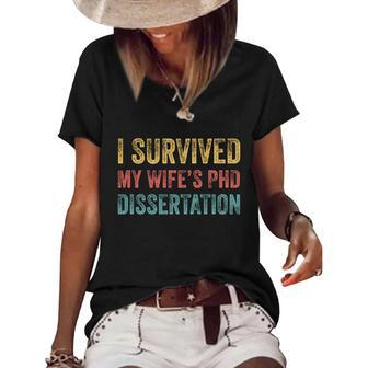 I Survived My Wifes Phd Dissertation For Husband Women's Short Sleeve Loose T-shirt - Monsterry CA