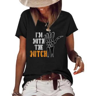 Im With The Witch Funny Couples Husband Halloween Costume Women's Short Sleeve Loose T-shirt - Seseable