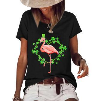 Irish Flamingo Green Lucky St Pattys Saint Patrick Day 2022 Women's Short Sleeve Loose T-shirt - Thegiftio UK