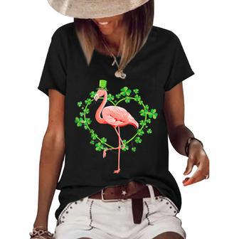 Irish Flamingo Green Saint Patrick Day 2022 Lucky St Pattys Women's Short Sleeve Loose T-shirt - Thegiftio UK