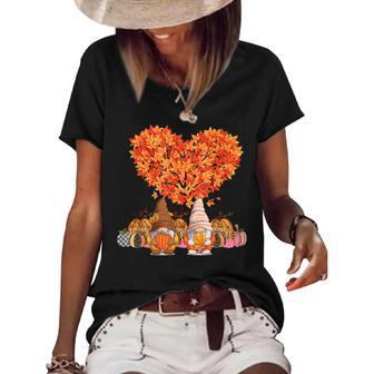 Its Fall Yall Cute Gnomes Pumpkin Autumn Tree Fall Leaves V2 Women's Short Sleeve Loose T-shirt - Thegiftio UK