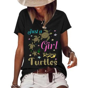 Just A Girl Who Loves Turtles Kids Turtle Sea Costume Girls Sweat Women's Short Sleeve Loose T-shirt - Thegiftio UK