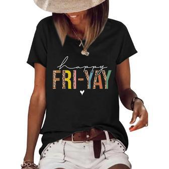 Leopard Fri-Yay Teachers Weekend Day Of The Week Teachers Women's Short Sleeve Loose T-shirt - Thegiftio UK