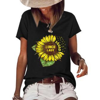 Lunch Lady Squad Sunflower Print Lunch Ladies Back To School Women's Short Sleeve Loose T-shirt - Thegiftio UK