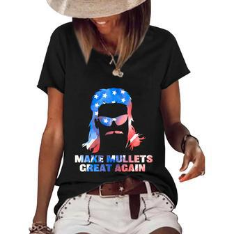 Make Mullets Great Again Funny 2020 Election American Flag Meaningful Gift Women's Short Sleeve Loose T-shirt - Monsterry AU