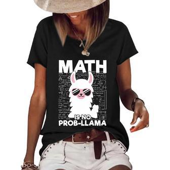Math Is No Problem Prollama Funny Llama Math Teacher Women's Short Sleeve Loose T-shirt - Thegiftio UK