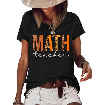 Math Teacher Leopard Squad Cute Fall Autumn Thanksgiving Women's Short Sleeve Loose T-shirt - Thegiftio UK