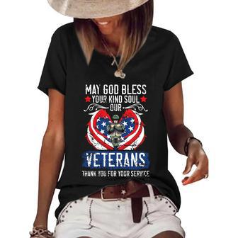 May God Bless Your Kind Soul Our Veterans Memorial Day Great Gift Women's Short Sleeve Loose T-shirt - Monsterry CA