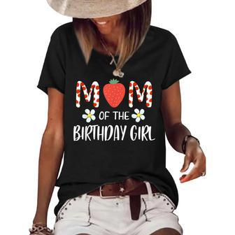Mom Of The Birthday Girl First Birthday Berry Themed Party Women's Short Sleeve Loose T-shirt - Seseable