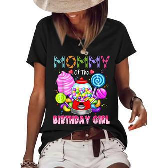 Mommy Of The Birthday Girl Candyland Candy Birthday Party Women's Short Sleeve Loose T-shirt - Seseable