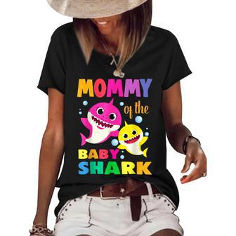 Mommy Of The Birthday Shark Mom Matching Family Women's Short Sleeve Loose T-shirt - Thegiftio UK