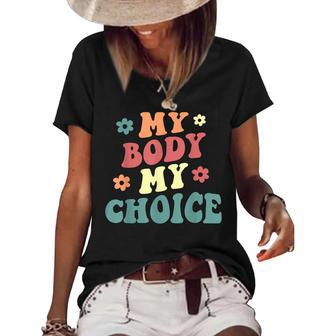My Body My Choice Pro Choice Womens Rights Retro Feminist Women's Short Sleeve Loose T-shirt - Seseable