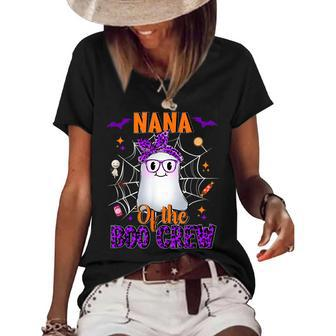 Nana Boo Crew Ghost Funny Matching Family Grandma Halloween V2 Women's Short Sleeve Loose T-shirt - Seseable