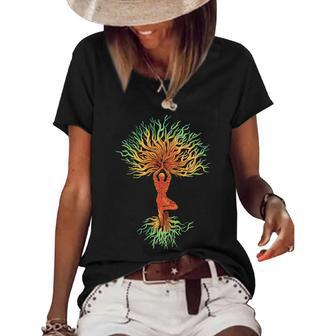 Nature Tree Of Life Yoga Colorful Women's Short Sleeve Loose T-shirt - Monsterry UK