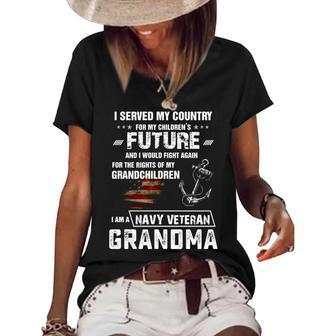 Navy Veteran Grandma Women's Short Sleeve Loose T-shirt - Seseable