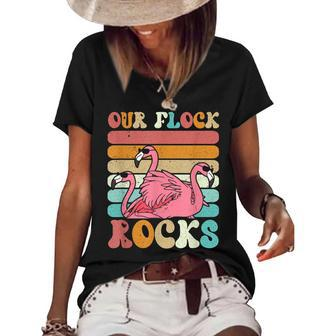 Our Flock Rocks Flamingo Matching Family Vacation V2 Women's Short Sleeve Loose T-shirt - Thegiftio UK