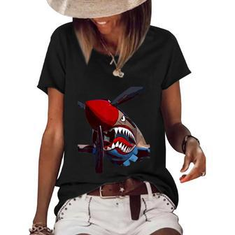 P40 Warhawk Fighter Aircraft Ww2 Airplane Military Women's Short Sleeve Loose T-shirt - Monsterry