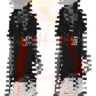 Pacu Nurse Heartbeat Post Anesthesia Care Unit Nursing Women's Short Sleeve Loose T-shirt - Thegiftio