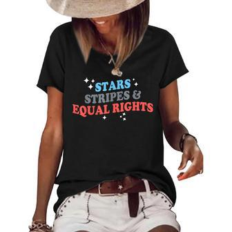 Patriotic Stars Stripes And Equal Rights 4Th Of July Women's Short Sleeve Loose T-shirt - Seseable