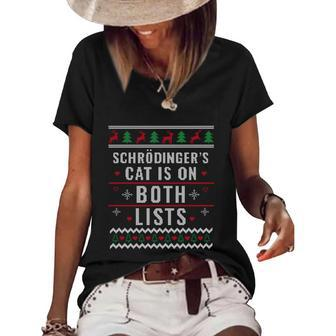 Physicist Schrödingers Cat Funny Gift Physics Ugly Christmas Gift Women's Short Sleeve Loose T-shirt - Monsterry DE