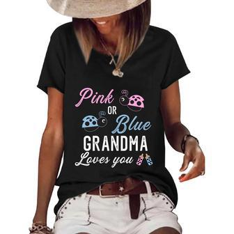 Pink Or Blue Grandma Loves You Ladybug Gender Reveal Party Gift Women's Short Sleeve Loose T-shirt - Monsterry AU