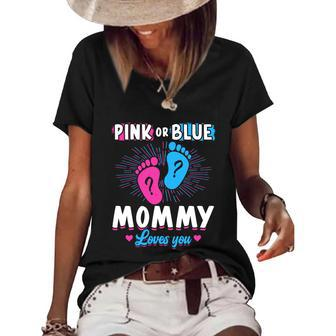 Pink Or Blue Mommy Loves You Gender Reveal Baby Gift Women's Short Sleeve Loose T-shirt - Monsterry DE