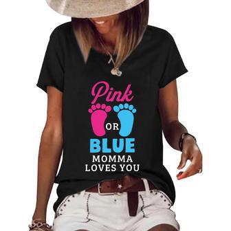 Pink Or Blue Pa Loves You Gender Reveal Meaningful Gift Women's Short Sleeve Loose T-shirt - Monsterry AU