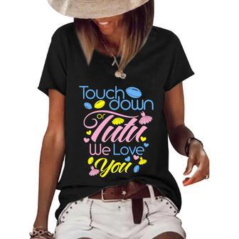 Pink Or Blue Touchdown Or Tutu We Love You Gender Reveal Gift Women's Short Sleeve Loose T-shirt - Monsterry DE