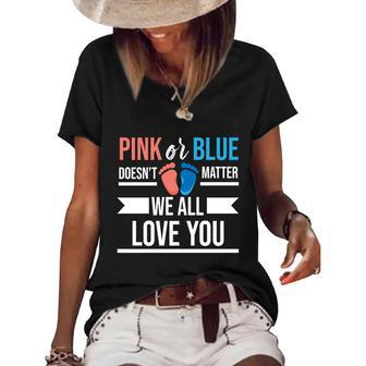 Pink Or Blue We All Love You Party Pregnancy Gender Reveal Gift Women's Short Sleeve Loose T-shirt - Monsterry UK