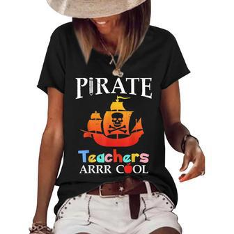 Pirate Teacher Design Teacher Gift Educational Design Graphic Design Printed Casual Daily Basic Women's Short Sleeve Loose T-shirt - Thegiftio UK