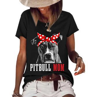 Pitbull Mom Funny Cute Vintage Pitbull Dog Mom Pullover Women's Short Sleeve Loose T-shirt - Thegiftio UK