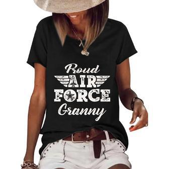 Proud Air Force Granny Pride Military Family Grandma Women's Short Sleeve Loose T-shirt - Monsterry UK