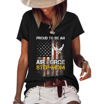Proud Air Force Stepmom Funny American Flag Women's Short Sleeve Loose T-shirt - Monsterry AU