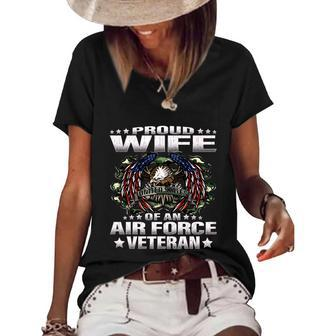 Proud Wife Of An Air Force Veteran Military Vet Spouse Gifts Premium Women's Short Sleeve Loose T-shirt - Monsterry UK