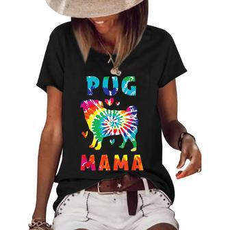 Pug Mama Colorful Vintage Pug Lover Gifts Best Dog Mom Ever Women's Short Sleeve Loose T-shirt - Thegiftio UK