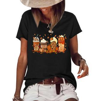 Pumpkin Spice Autumn Fall Coffee Pumpkin Spice Thanksgiving Women's Short Sleeve Loose T-shirt - Thegiftio UK