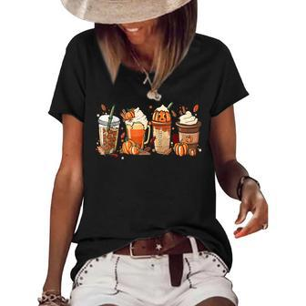 Pumpkin Spice Coffee Latte Fall Autumn Season Hello Fall V2 Women's Short Sleeve Loose T-shirt - Thegiftio UK