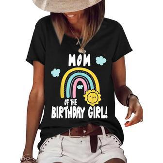 Rainbows & Sunshine Party Mom Of The Birthday Girl Women's Short Sleeve Loose T-shirt - Seseable