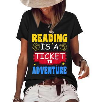 Reading Adventure Library Student Teacher Book Women's Short Sleeve Loose T-shirt - Thegiftio UK