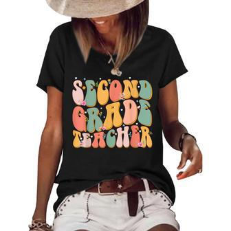 Retro Groovy Second Grade Teacher Back To School 2Nd Grade Women's Short Sleeve Loose T-shirt - Thegiftio UK