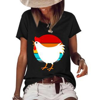 Retro Vintage Chicken V2 Women's Short Sleeve Loose T-shirt - Monsterry