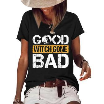 Retro Vintage Halloween Costume Good Witch Gone Bad Women's Short Sleeve Loose T-shirt - Seseable