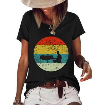 Retro Vintage Piano Player Women's Short Sleeve Loose T-shirt - Monsterry AU
