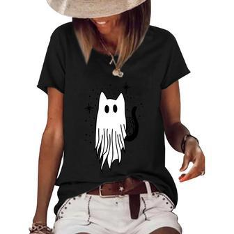 Scary Black Cat Halloween Halloween Cat Pumpkin Scary Pumpkin Women's Short Sleeve Loose T-shirt - Thegiftio UK