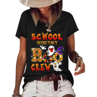 School Secretary Boo Crew Halloween School Men Women Kid Women's Short Sleeve Loose T-shirt - Seseable