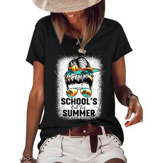 Schools Out For Summer Last Day Of School Teacher Messy Bun V2 Women's Short Sleeve Loose T-shirt - Thegiftio UK
